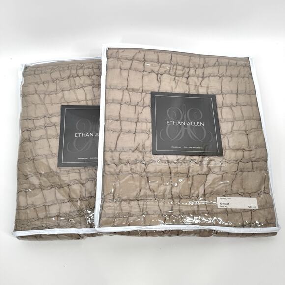 Ethan Allen Queen Pillow Sham Set Of 2 20x30 Quilted Bedding Brown Natural New - Picture 1 of 5